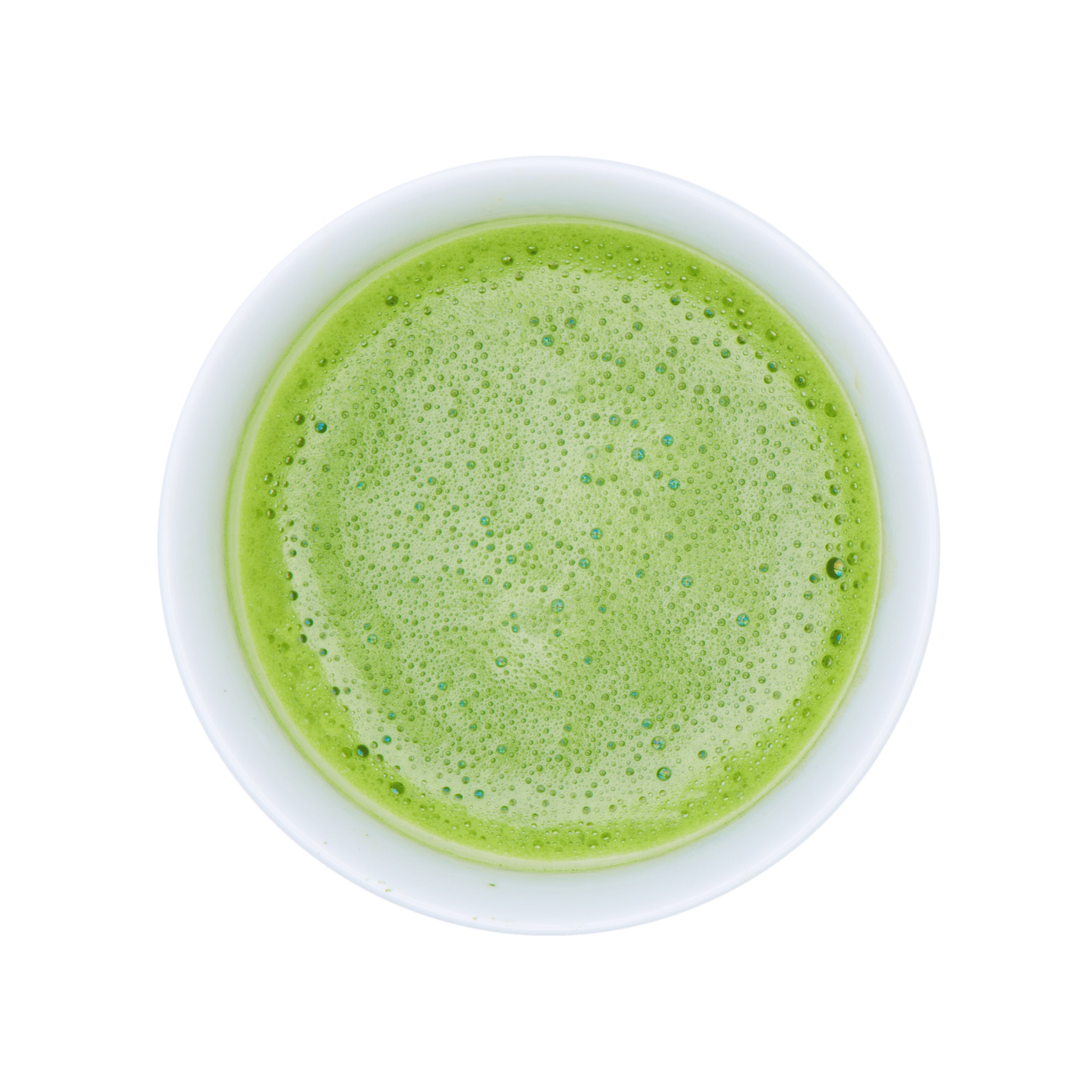 Overhead view of a brewed cup of Kato Matcha
