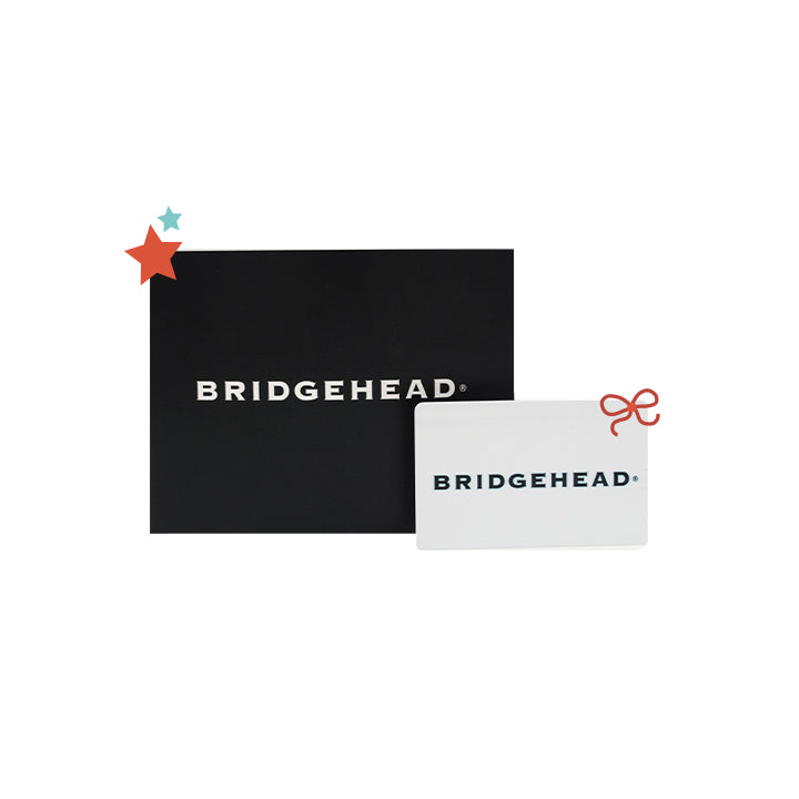 white gift card that says Bridgehead on the front next to a black envelope